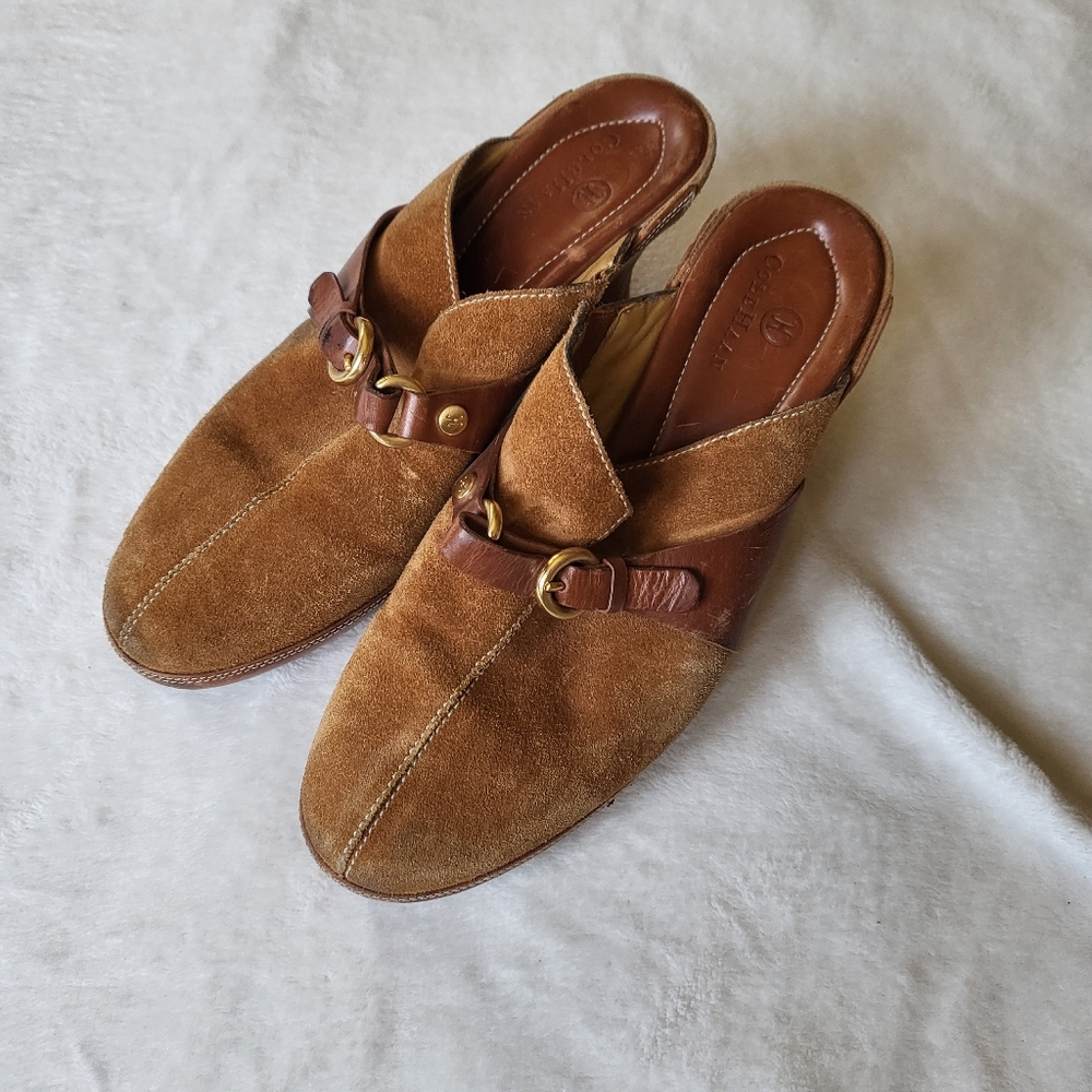 Cole Haan suede clogs brown tan size 7B low heel